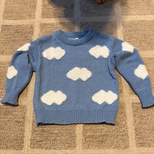 SHEIN Blue Sweater with White Cloud Design